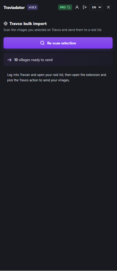 Select villages and tap Scan selection