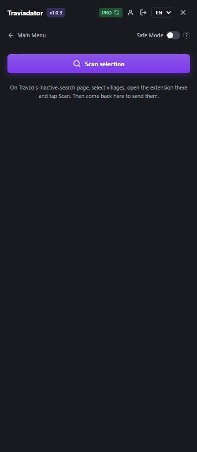 Switch to your Travian farm list page and scan